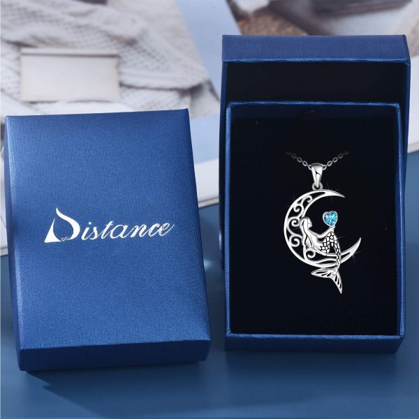Sterling Silver Classic Sea Mermaid Crescent Moon Necklace Pendant Valentine's Gifts Jewelry - Image 3