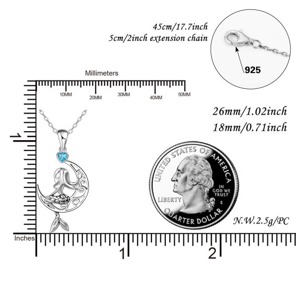 Mermaid Necklace for Girls Women SSterling Silver Moon Animal Pendants Birthday Christmas Gifts - Image 6